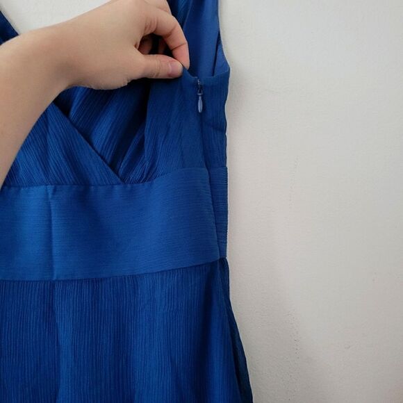 J. Crew 100% Crepe Silk Dress Blue 4 Sleeveless - Picture 6 of 10